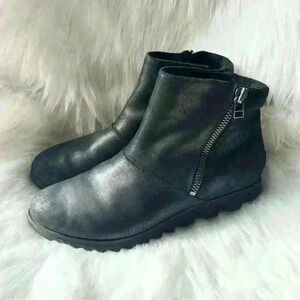 Sorel Sz 9 Womens Harlow Black Leather Coated Moto Street Wear Booties Boots